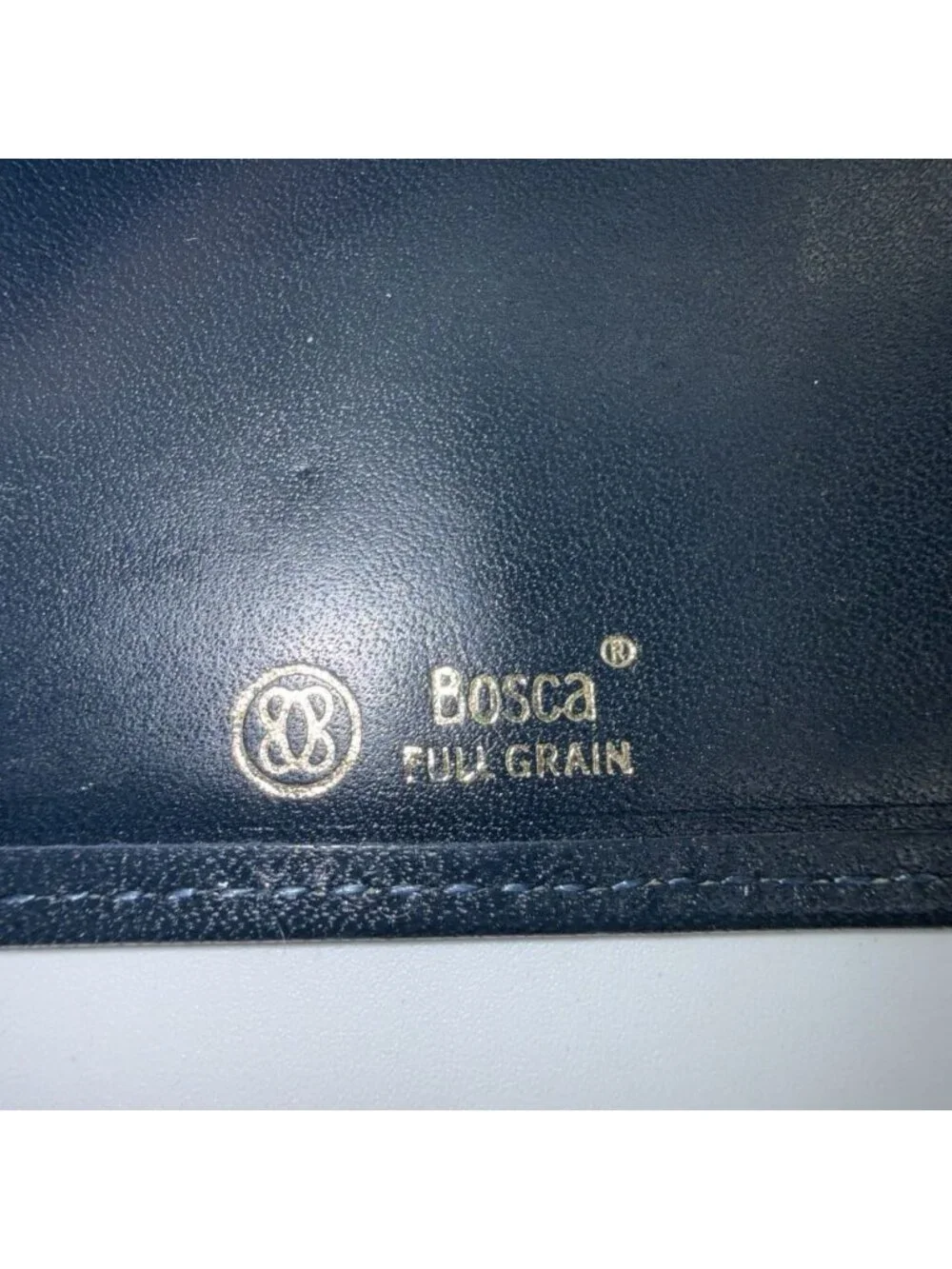 Vintage Bosca Full Grain Blue Leather Small Wallet/Card Holder Trifold